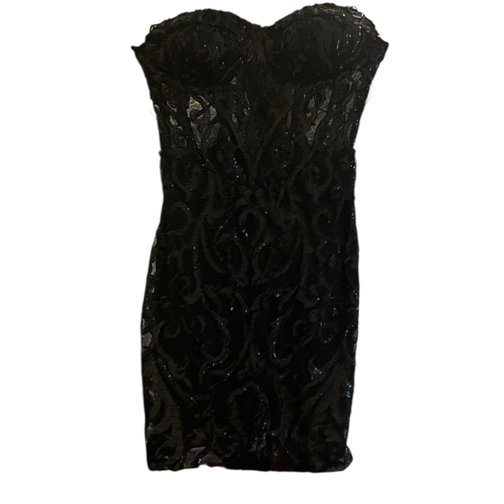 B Darlin Black Strapless Prom Dress